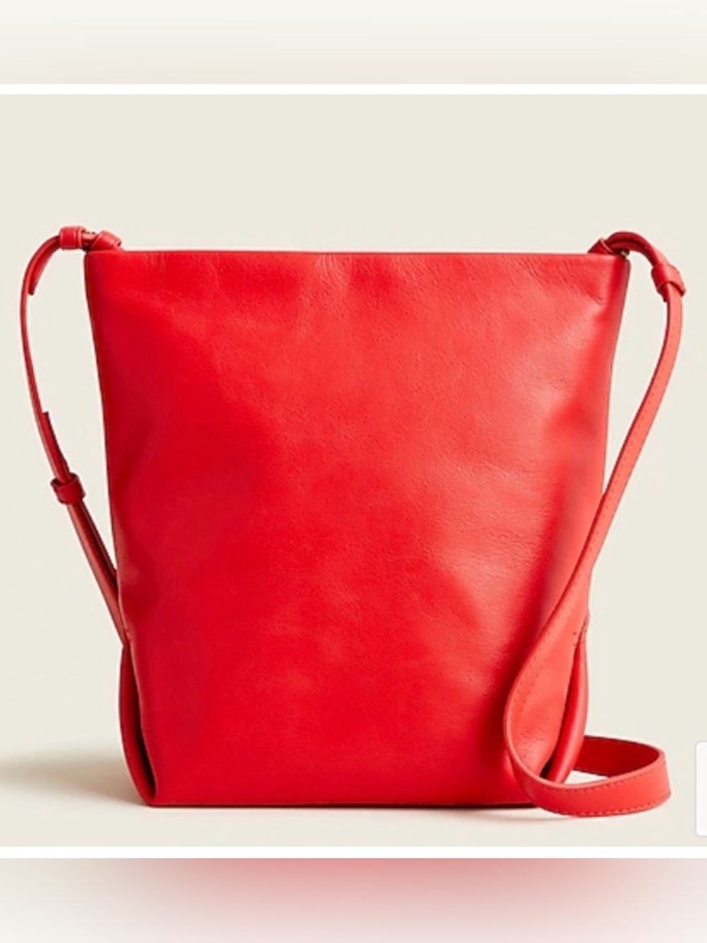 NWT J.Crew Oslo soft leather bucket bag Holiday Red